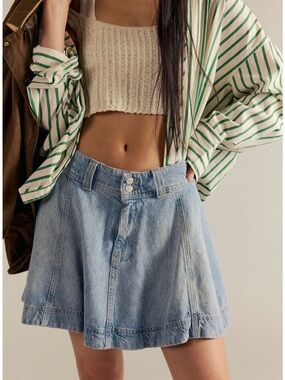 NWOT Free People Denim Skirt (DARK blue)